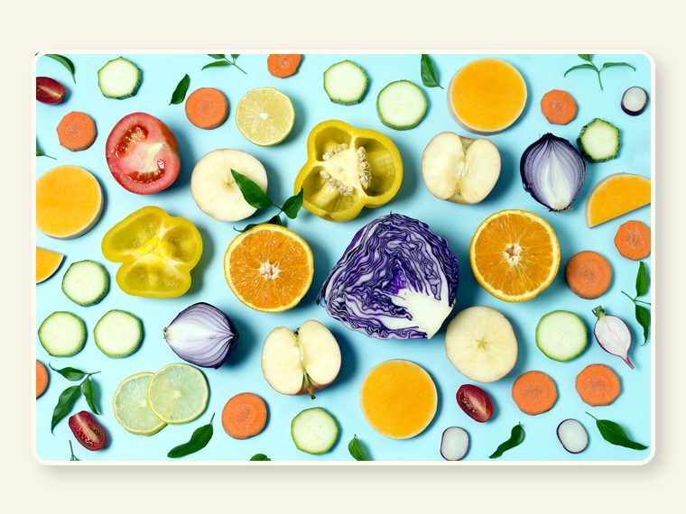 Assortment Fruits Vegetables Table — healthy food and nutrition support for rescued primates and sanctuary animals.