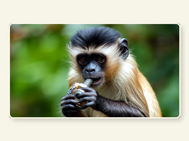 Capuchin Monkey Playing With A Bolt And Nut — one of the faces behind the sanctuary mission.